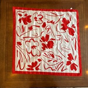 Red and White Floral Scarf